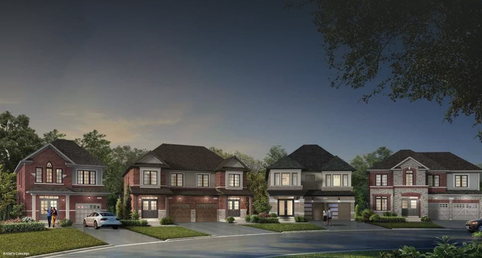 Artist’s concept of freehold homes at Windrose at Caledon Trails in Caledon.